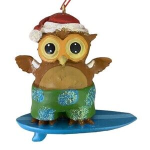 Cape Shore Owl on a Surfboard Christmas Ornament Surfboarding